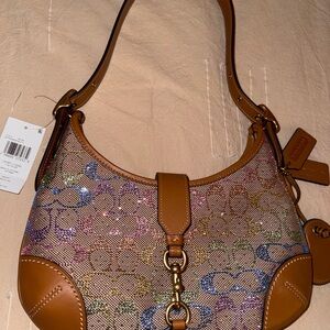 Coach Brown and Multicolor Signature Shoulder Bag